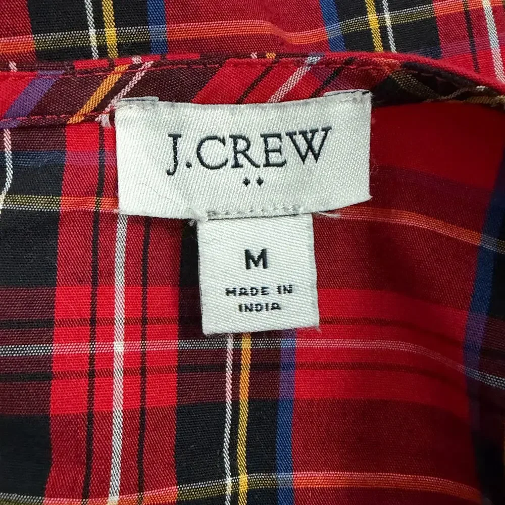 J.Crew Re-Imagined Tartan Plaid Ruffle Shoulder Cottagecore Blouse M